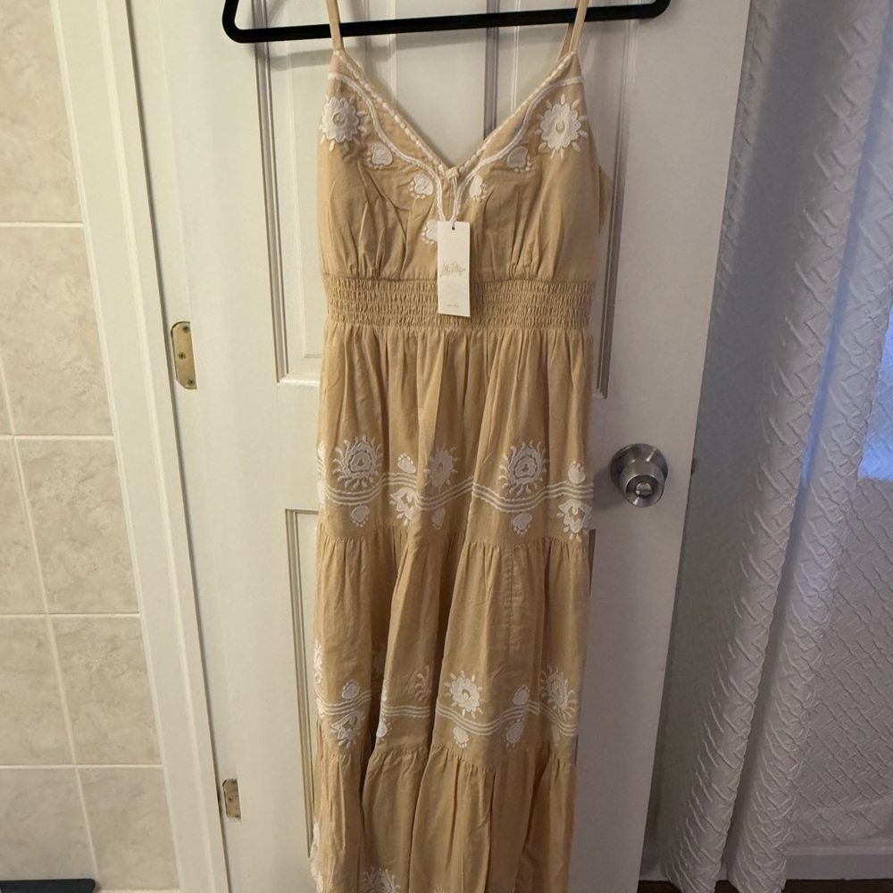 Lily Pulitzer light Tan Embroidered Maxi Dress - Women